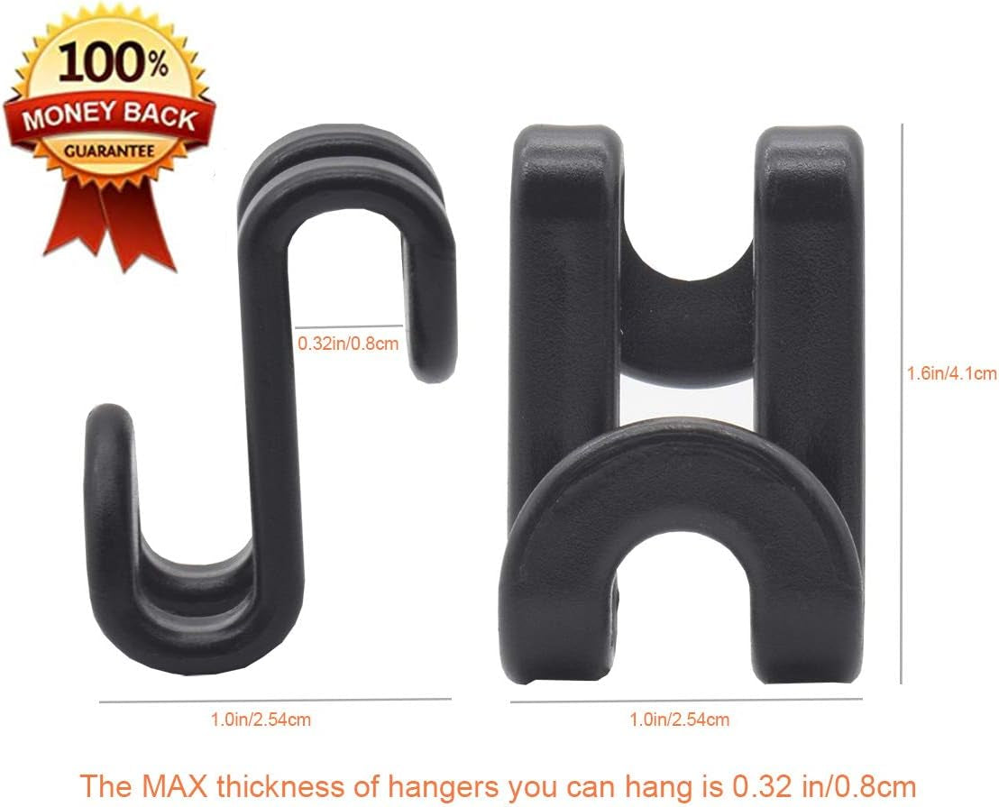 60 Pcs Clothes Hanger Connector Hooks, for Velvet Huggable Hangers, Wooden Hangers, Heavy Duty Space Saving for Closet (Black,60)
