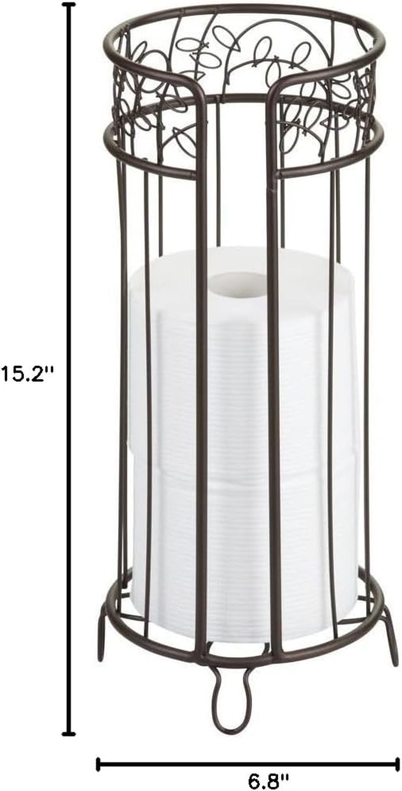 Metal Toilet Tissue Holder Stand, the Twigz Collection – Holds 3 Rolls of Toilet Paper, 6.8” X 15.2”, Bronze