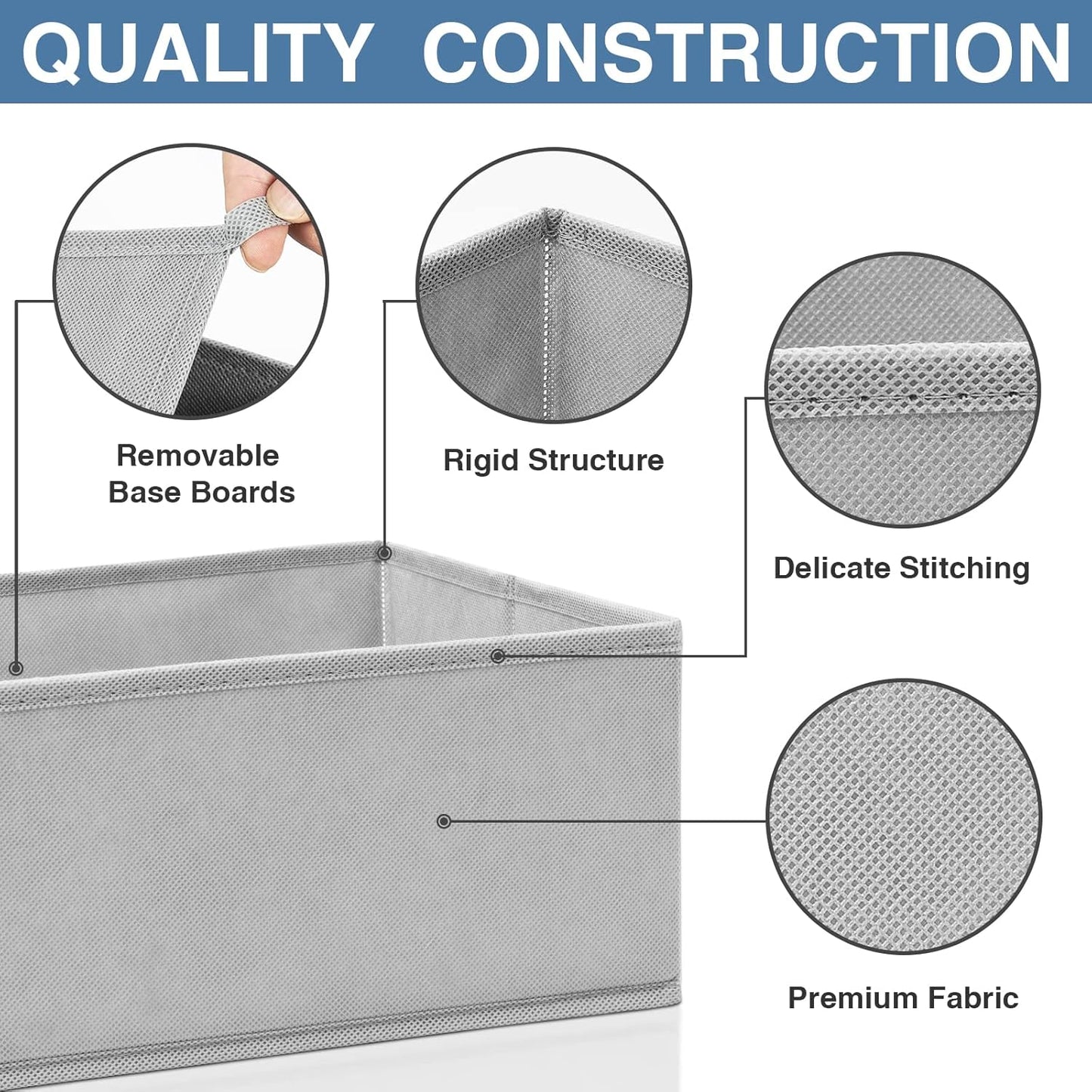 Drawer Organizer for Clothing, 12 Pack Sock Underwear Drawer Organizer Bins, Foldable Fabric Closet Organizers and Storage, Dresser Drawer Dividers for Baby Clothes, Bra, Scarves, Belt, Tie