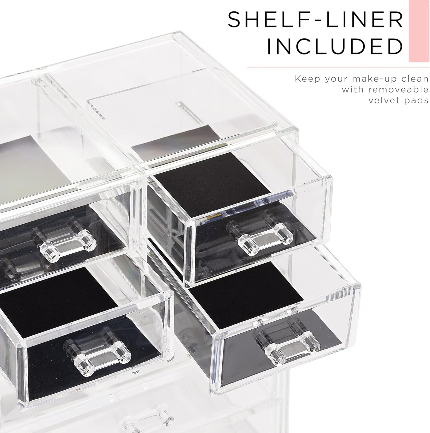 Acrylic Makeup Organizer Set, 7-Drawer Vanity & Countertop Cosmetic Storage with Small & Wide Compartments, Clear Makeup Storage for Brushes, Jewelry – Holiday Gift for Women & Teens