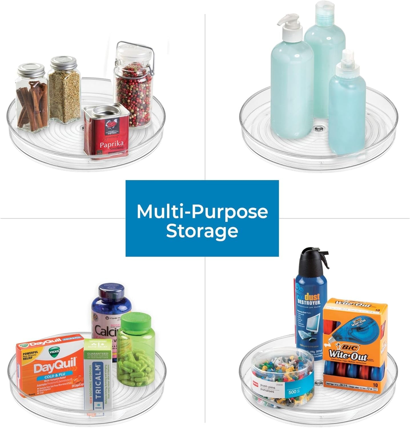 9-Inch Lazy Susan Organizer - Small Lazy Susan Turntable for Cabinet or Pantry, Clear