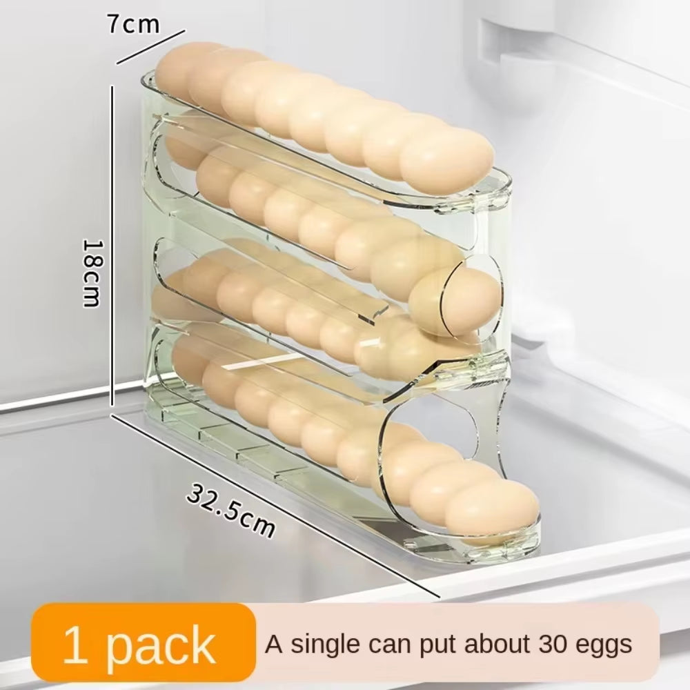 Transparent Egg Storage Box Large Capacity Refrigerator Side Door 4-Layer Ladder Egg Box Space-Saving Egg Holder Rack Kitchen