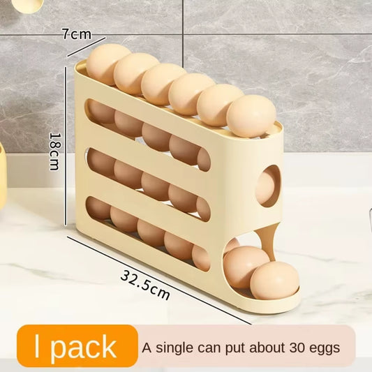 Transparent Egg Storage Box Large Capacity Refrigerator Side Door 4-Layer Ladder Egg Box Space-Saving Egg Holder Rack Kitchen