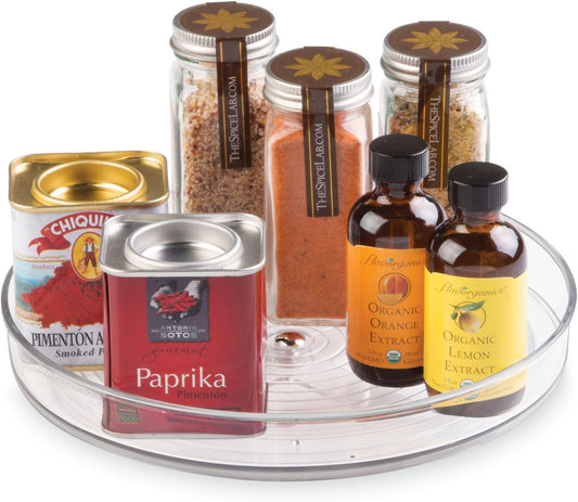 9-Inch Lazy Susan Organizer - Small Lazy Susan Turntable for Cabinet or Pantry, Clear