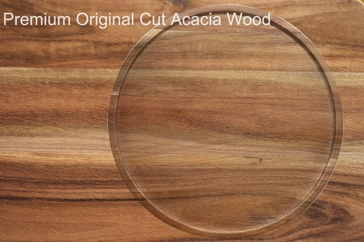 10" Acacia Wood Lazy Susan Organizer Kitchen Turntable for Cabinet Pantry Table Organization