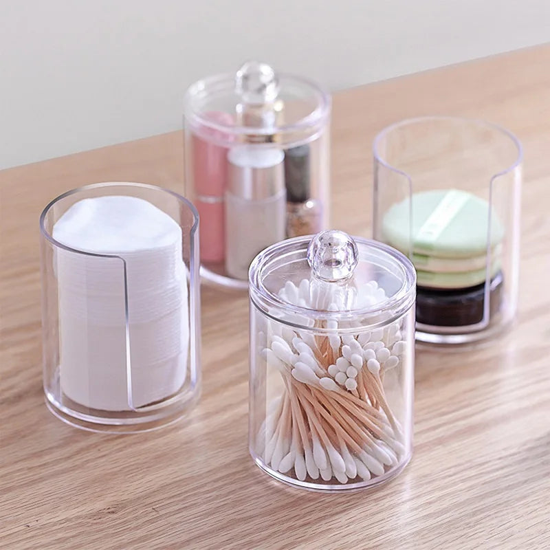 Acrylic Makeup Organizer Cotton Swabs Qtip Container Cosmetic Makeup Cotton Pad Organizer Jewelry Storage Box(Empty Box)