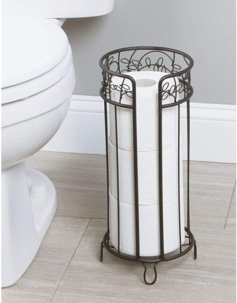 Metal Toilet Tissue Holder Stand, the Twigz Collection – Holds 3 Rolls of Toilet Paper, 6.8” X 15.2”, Bronze