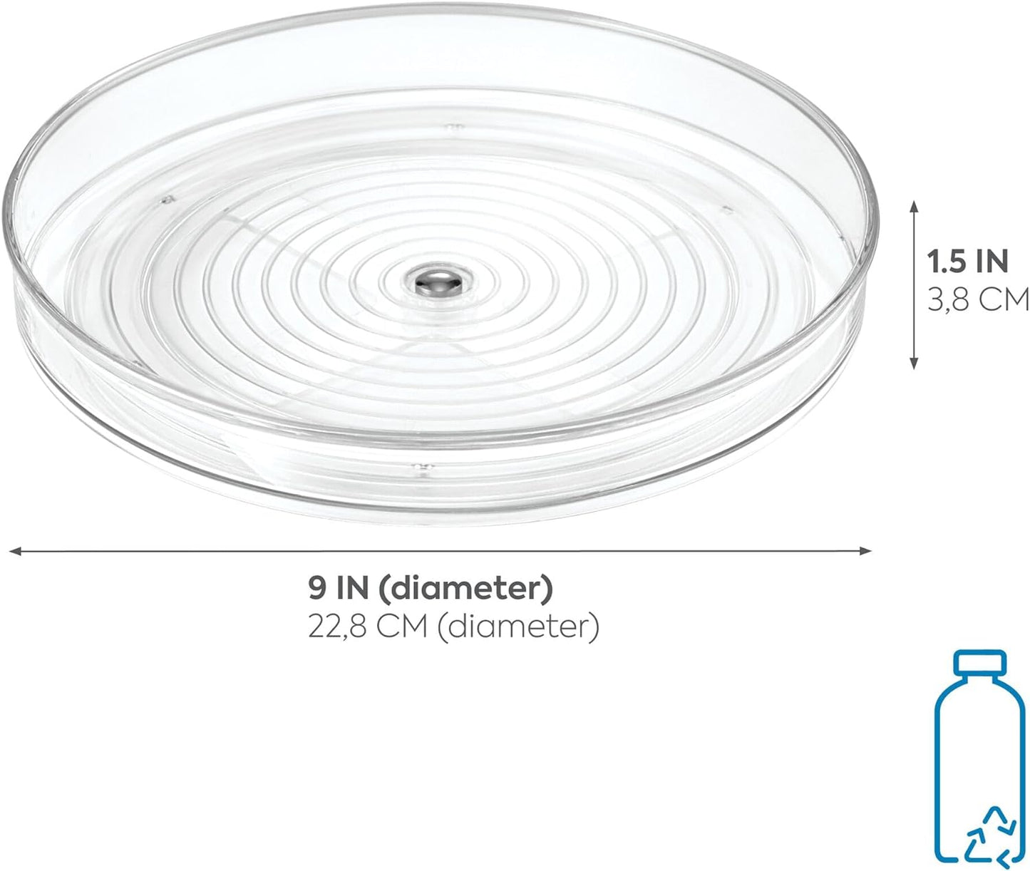 9-Inch Lazy Susan Organizer - Small Lazy Susan Turntable for Cabinet or Pantry, Clear
