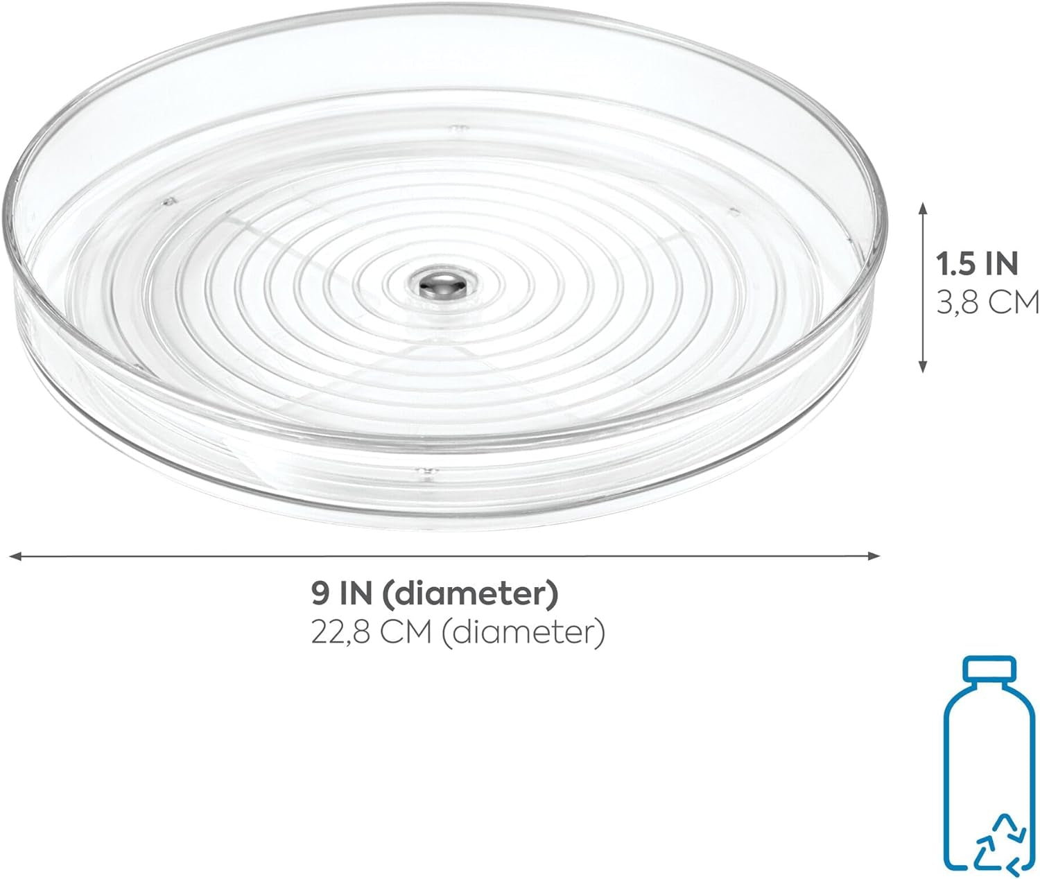 9-Inch Lazy Susan Organizer - Small Lazy Susan Turntable for Cabinet or Pantry, Clear