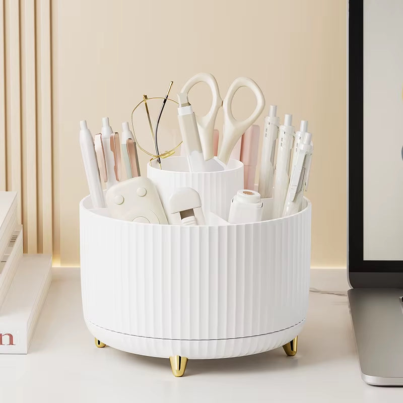 360° Rotating Pen Holder Desk Stationary Organizer Box 5 Slot Pink Office Kawaii Storage for Desktop Organizers Office Supplies