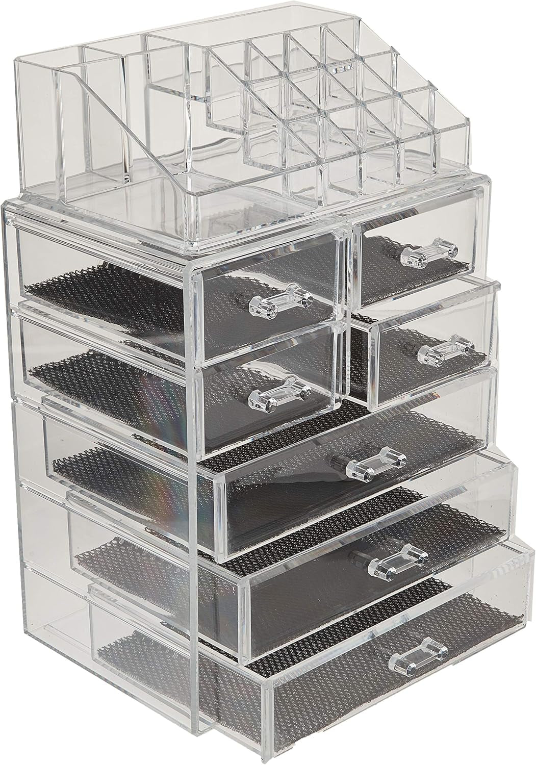 Acrylic Makeup Organizer Set, 7-Drawer Vanity & Countertop Cosmetic Storage with Small & Wide Compartments, Clear Makeup Storage for Brushes, Jewelry – Holiday Gift for Women & Teens