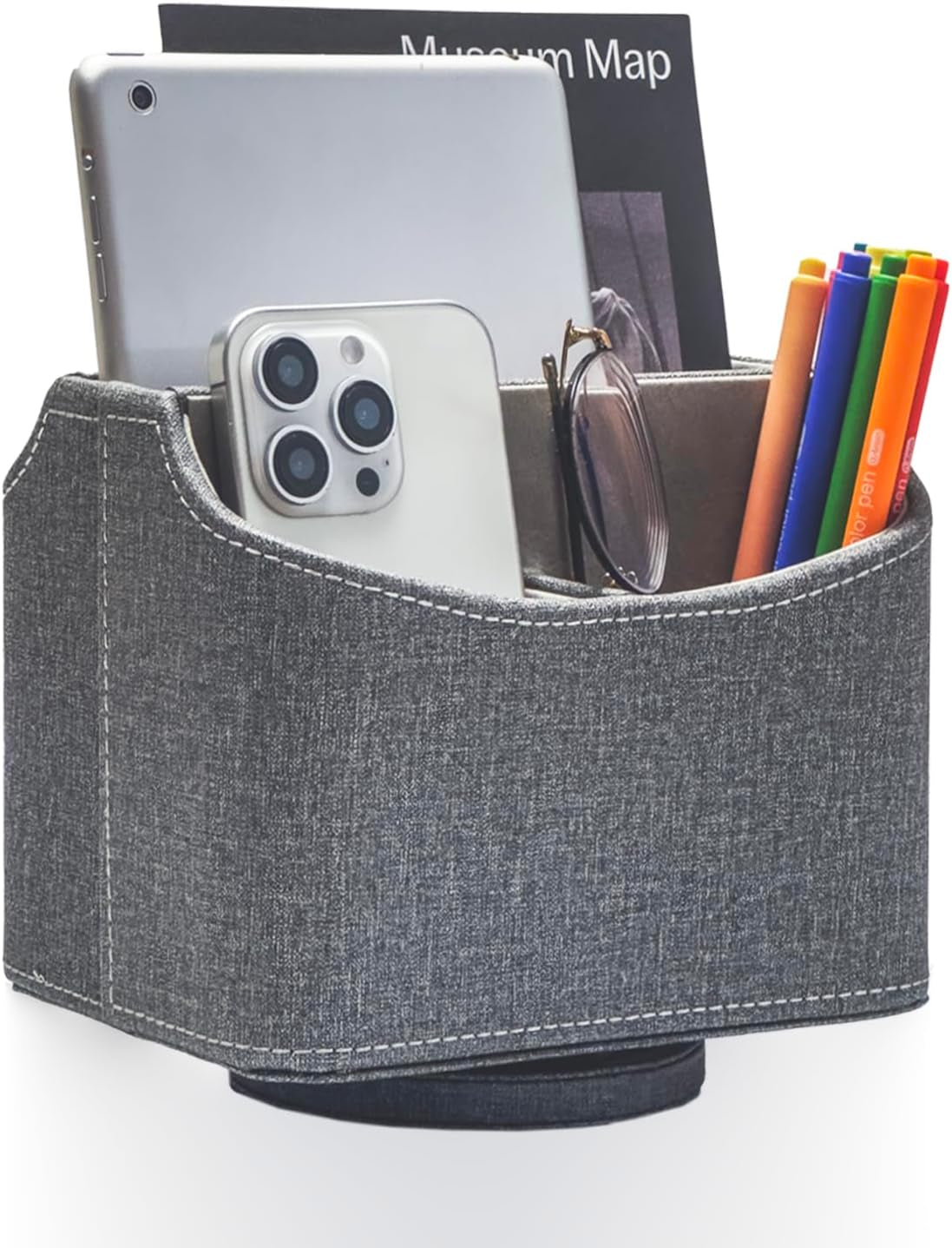 Rotating Desk Organizer, 360 Desk Spinning Caddy, Desktop TV Guide/Mail/Media/Remote Controller Holder Organizer, Barry Grey