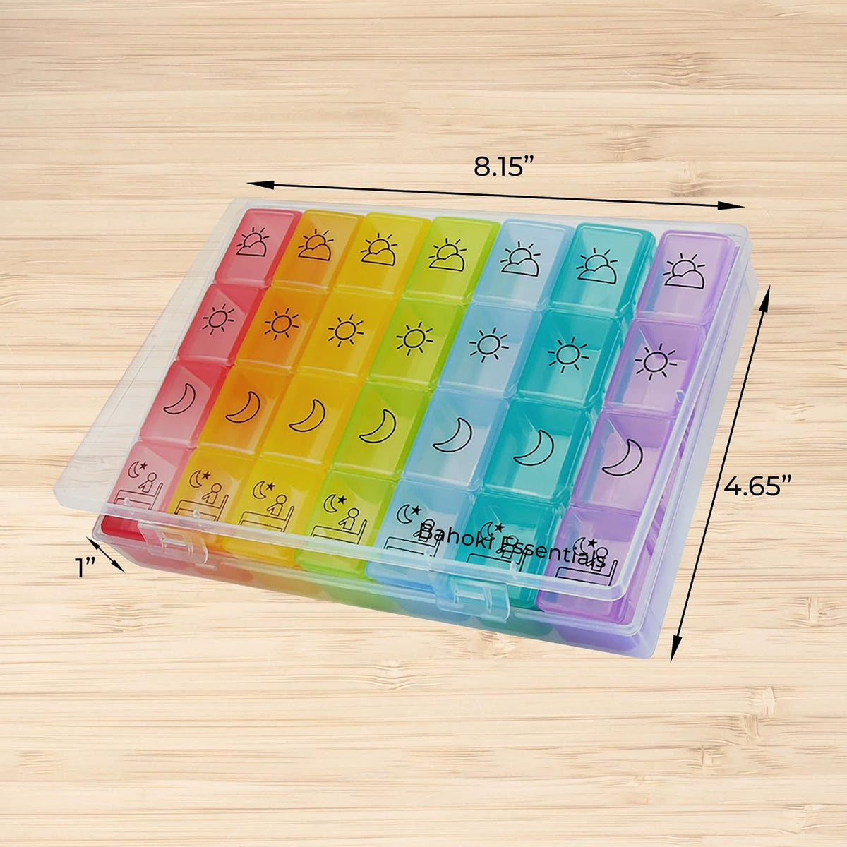 Weekly Pill Organizer - Portable 7-Day Pill Box with 3 Times per Day Compartments