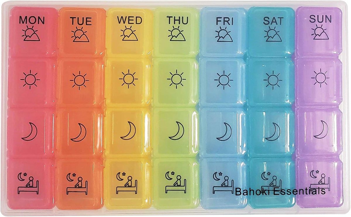 Weekly Pill Organizer - Portable 7-Day Pill Box with 3 Times per Day Compartments