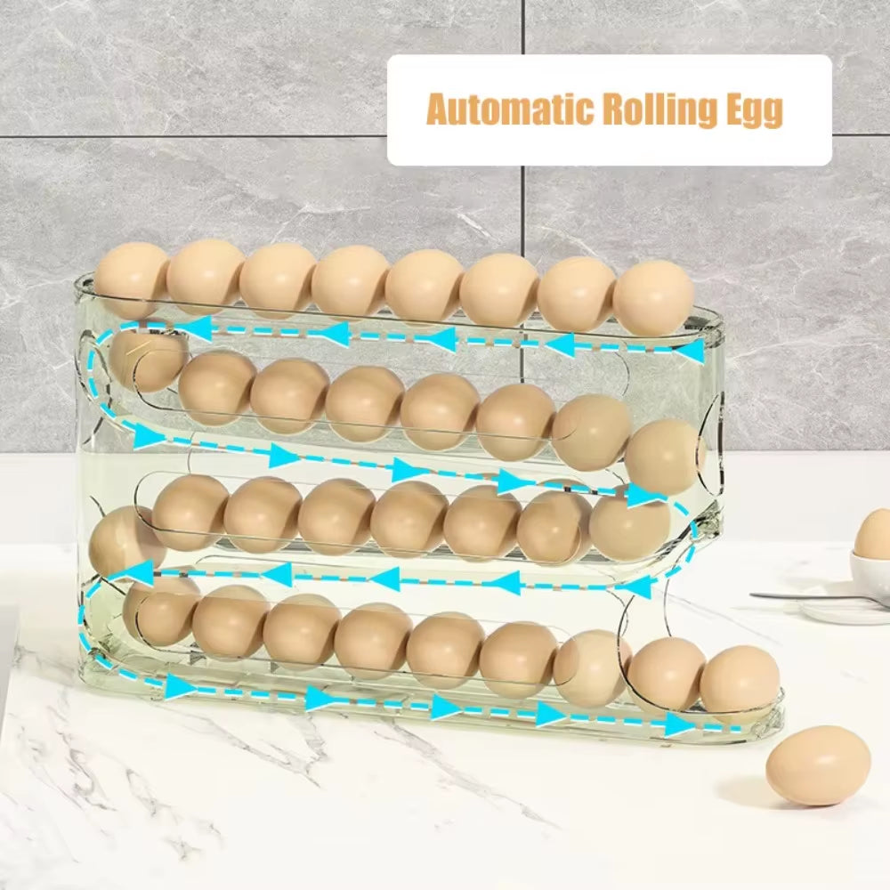 Transparent Egg Storage Box Large Capacity Refrigerator Side Door 4-Layer Ladder Egg Box Space-Saving Egg Holder Rack Kitchen