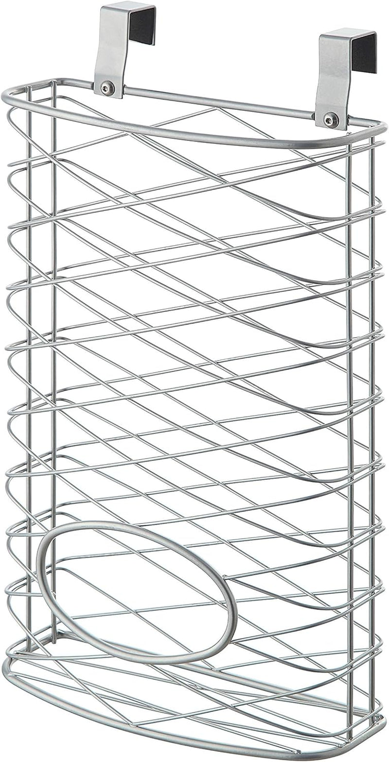 over Cabinet Kitchen Storage Organizer Holder or Basket - Hang over Cabinet Doors in Kitchen/Pantry - Holds up to 50 Plastic Shopping Bags (SILVER)