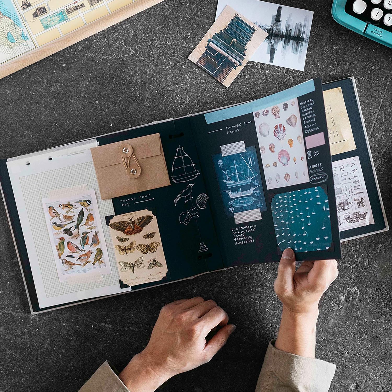 Newport Scrapbook, 11" X 14", Ideal for Wedding Albums, Baby Books, and Travel Journals, Black