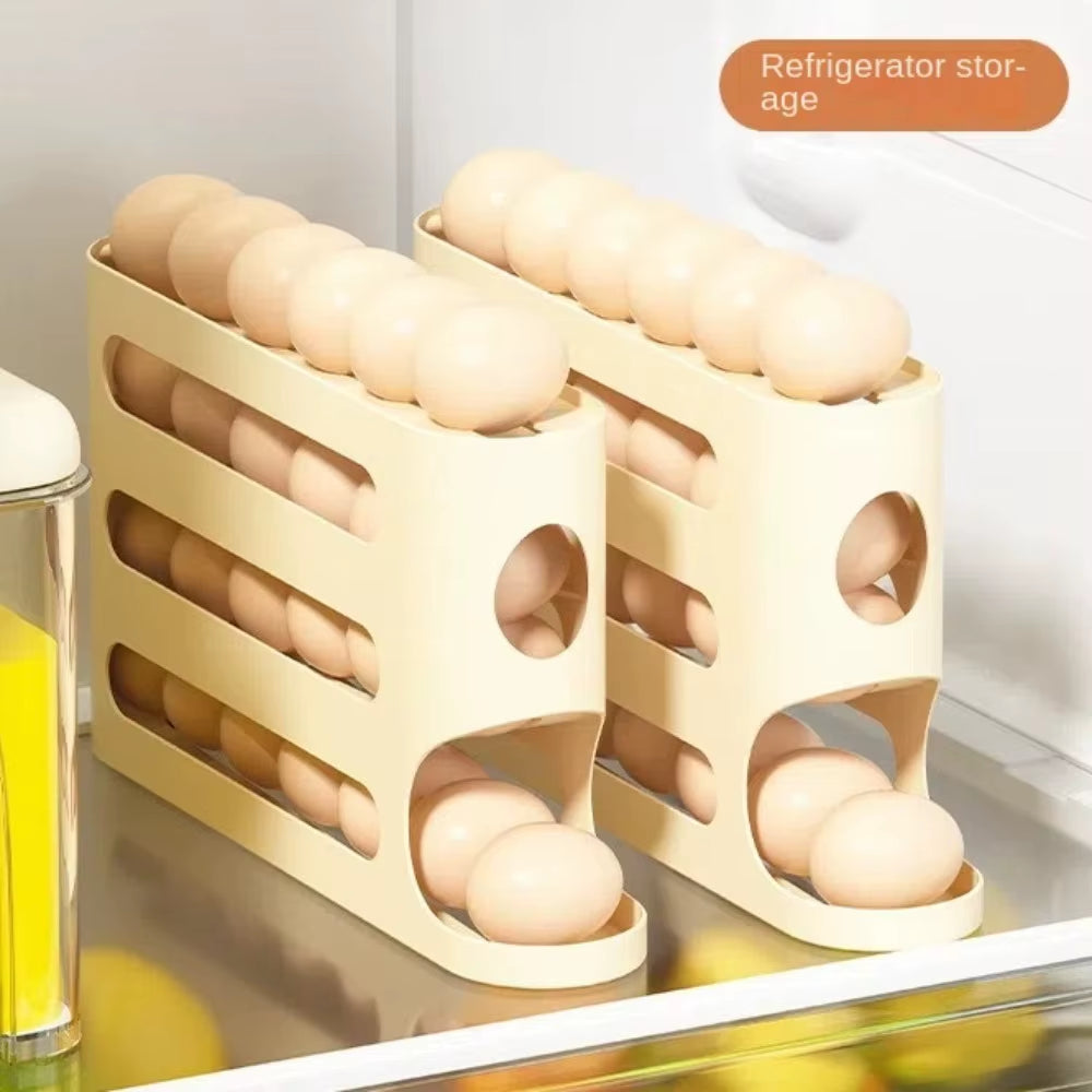 Transparent Egg Storage Box Large Capacity Refrigerator Side Door 4-Layer Ladder Egg Box Space-Saving Egg Holder Rack Kitchen