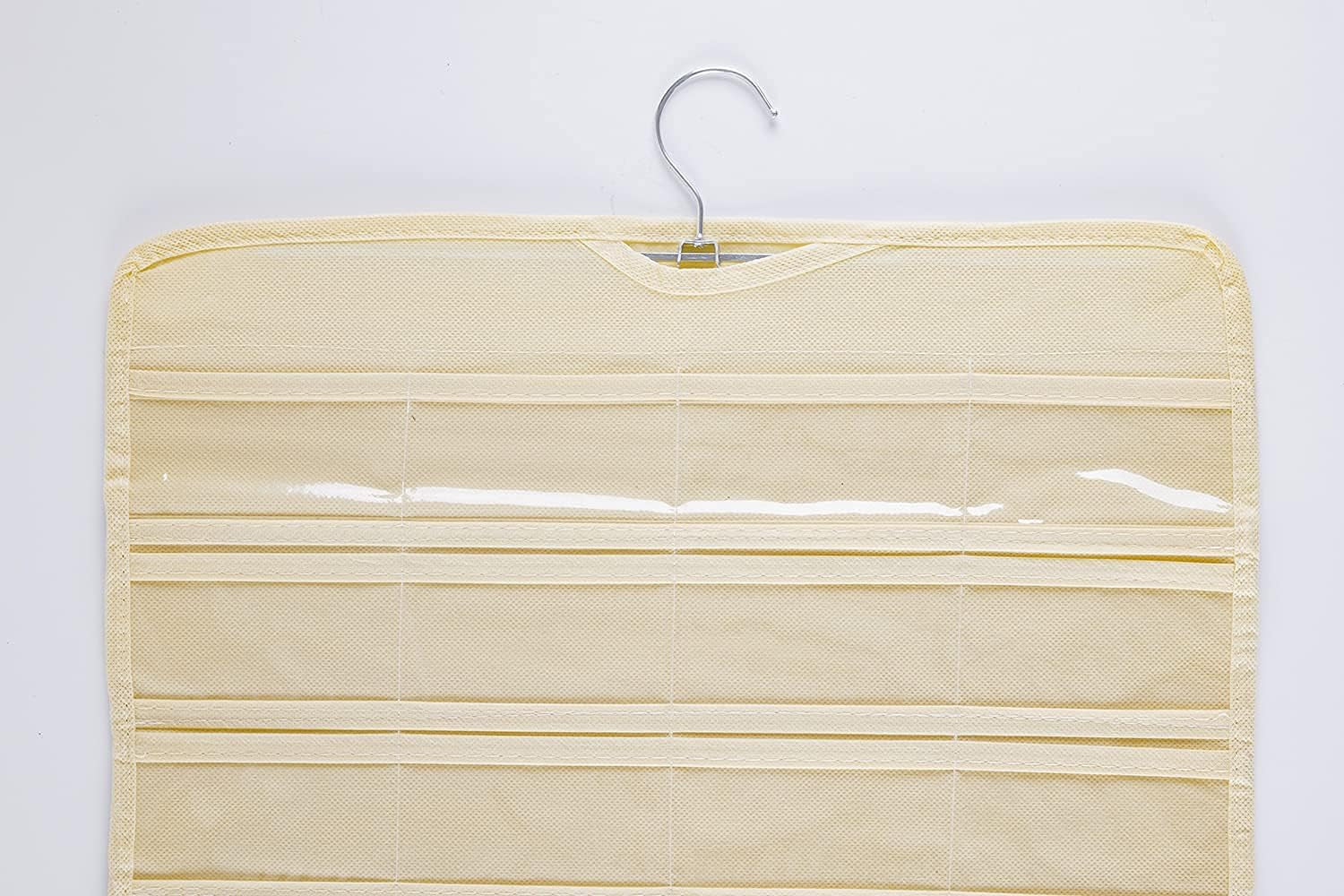 Hanging Jewelry Organizer, Double Sided 80 Pocket Chain Storage Bag - Modern Beige