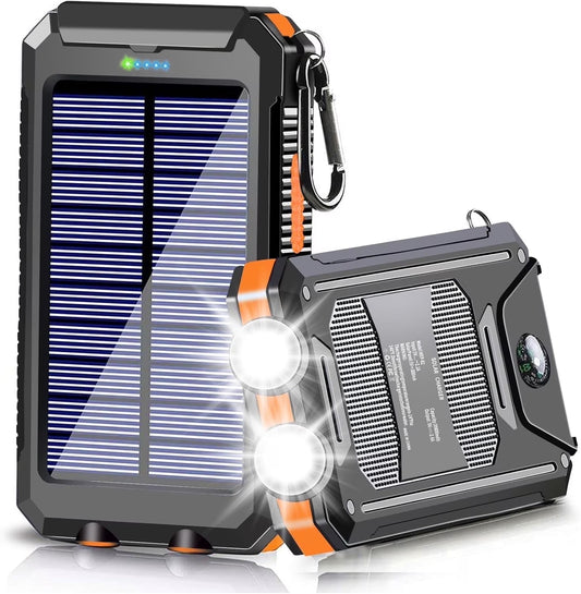Solar Charger Power Bank, 39800Mah Portable Charger Fast Charger USB C Port Built-In Led Flashlight and Compass for All Cell Phone and Electronic Devices