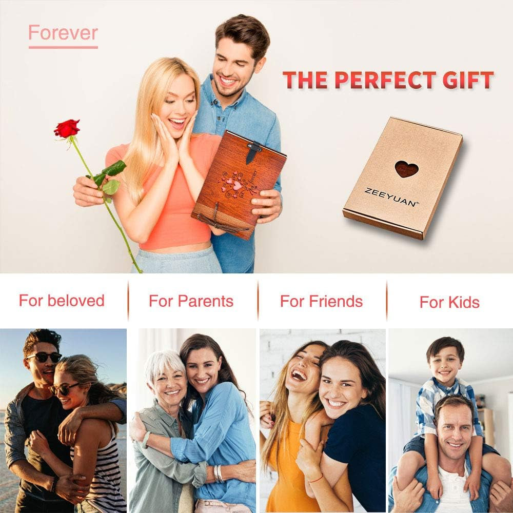 Wooden Photo Album Scrapbook DIY Photo Book Wedding Guest-Book 80 Pages Memory Book Birthday Anniversary Valentine'S Gift for Wife Girlfriend Mother (Forever)