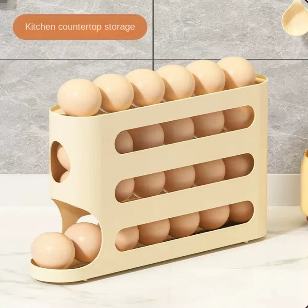 Transparent Egg Storage Box Large Capacity Refrigerator Side Door 4-Layer Ladder Egg Box Space-Saving Egg Holder Rack Kitchen