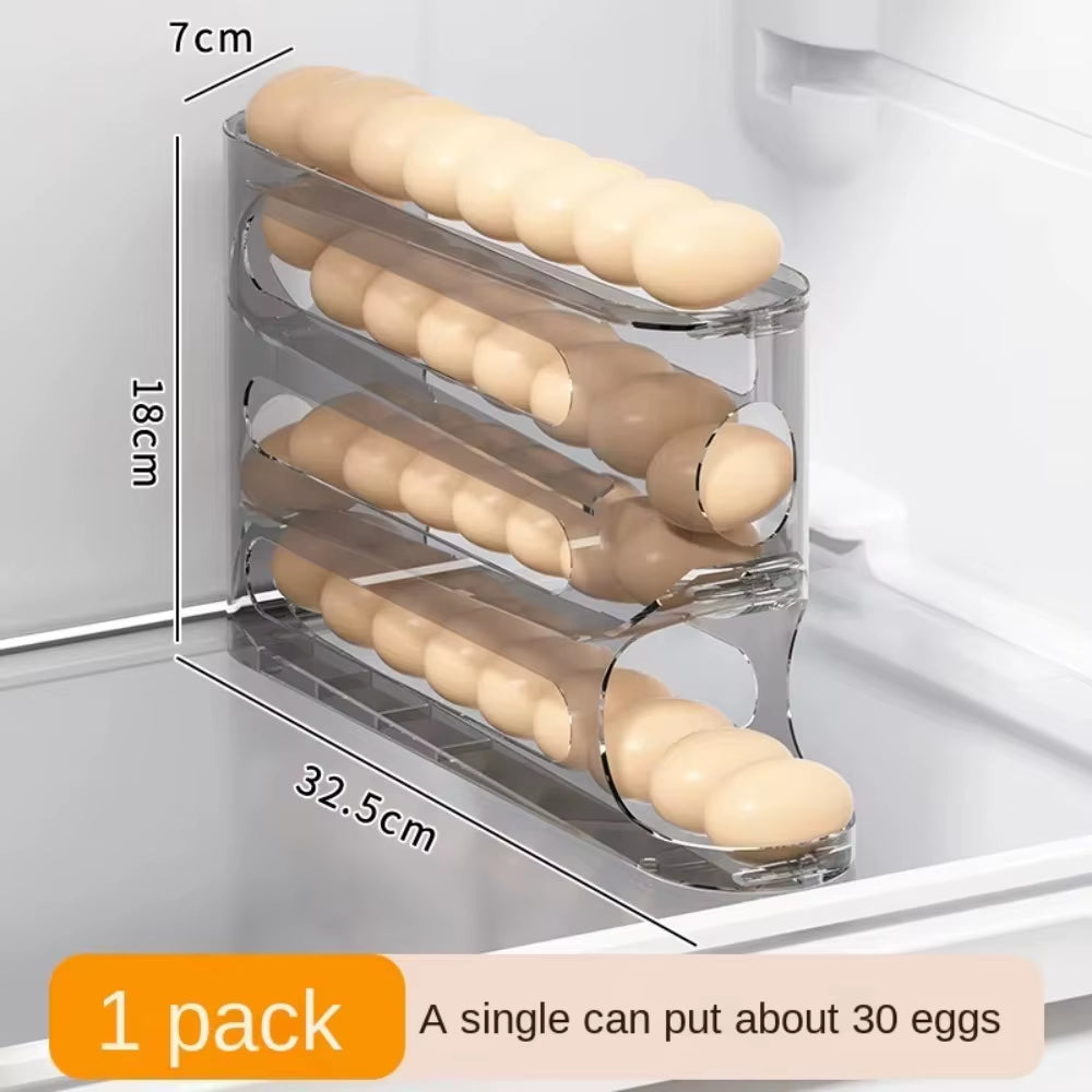 Transparent Egg Storage Box Large Capacity Refrigerator Side Door 4-Layer Ladder Egg Box Space-Saving Egg Holder Rack Kitchen