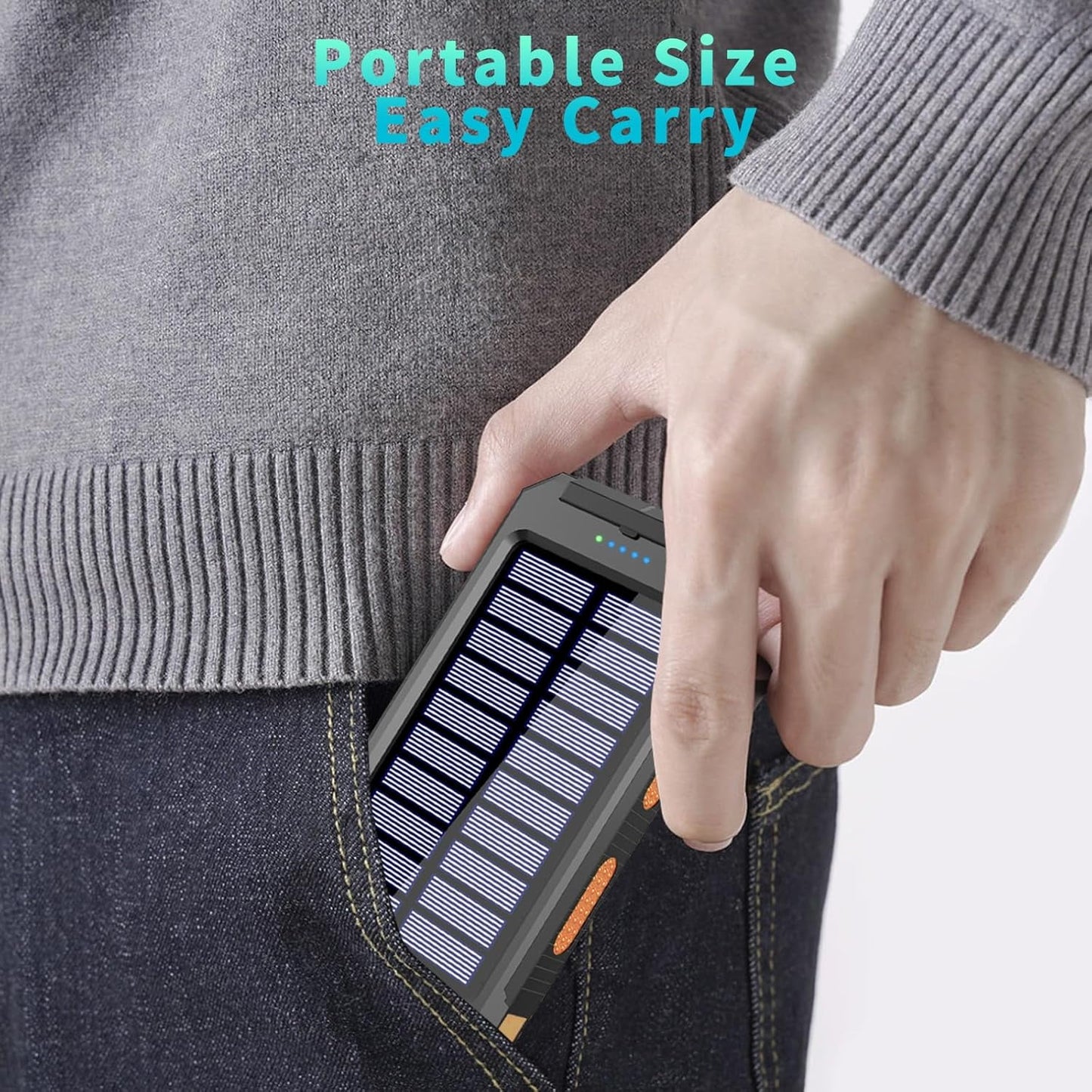 Solar Charger Power Bank, 39800Mah Portable Charger Fast Charger USB C Port Built-In Led Flashlight and Compass for All Cell Phone and Electronic Devices