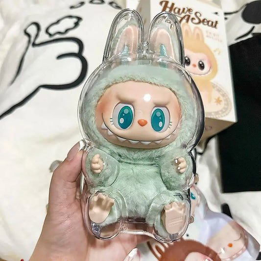 Labubu Protect Case Portable Transparent Protective Case Acrylic Organizer Box for Labubu V1 V2 Doll Bag with Keychain