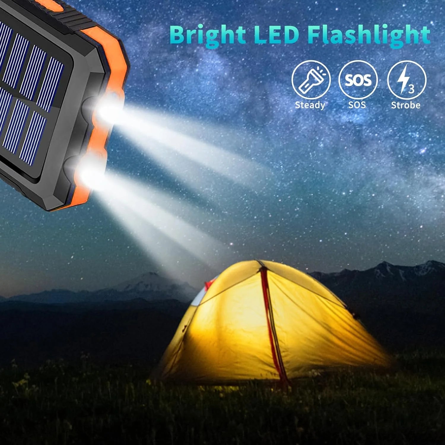 Solar Charger Power Bank, 39800Mah Portable Charger Fast Charger USB C Port Built-In Led Flashlight and Compass for All Cell Phone and Electronic Devices