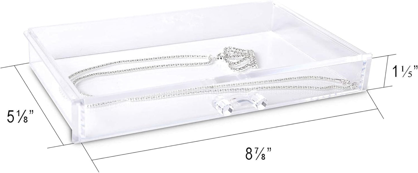 Extra Large Acrylic Jewelry Box for Women Girls 5 Layers Clear Velvet Earring Organizer with 5 Drawers Rings Display Case Necklaces Holder Tray (Beige)